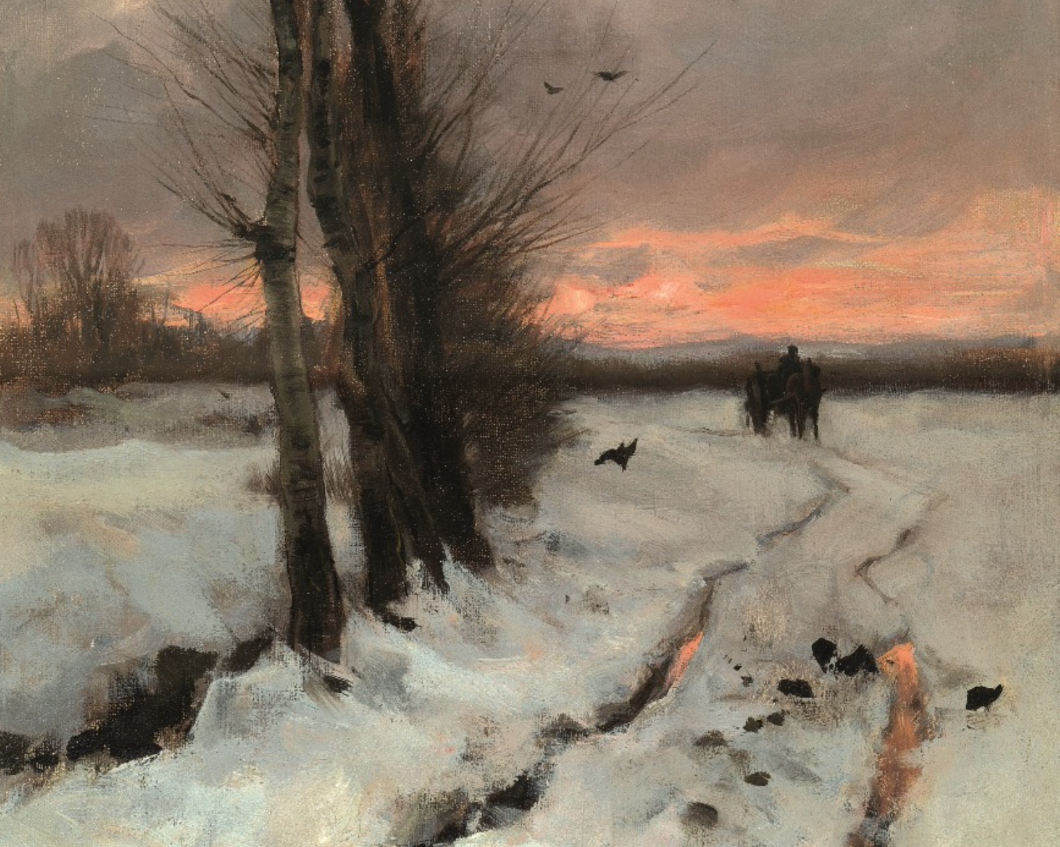 Column Leo Janssen: Sneeuwlandschap bij ondergaande zon van Mauve (1887)