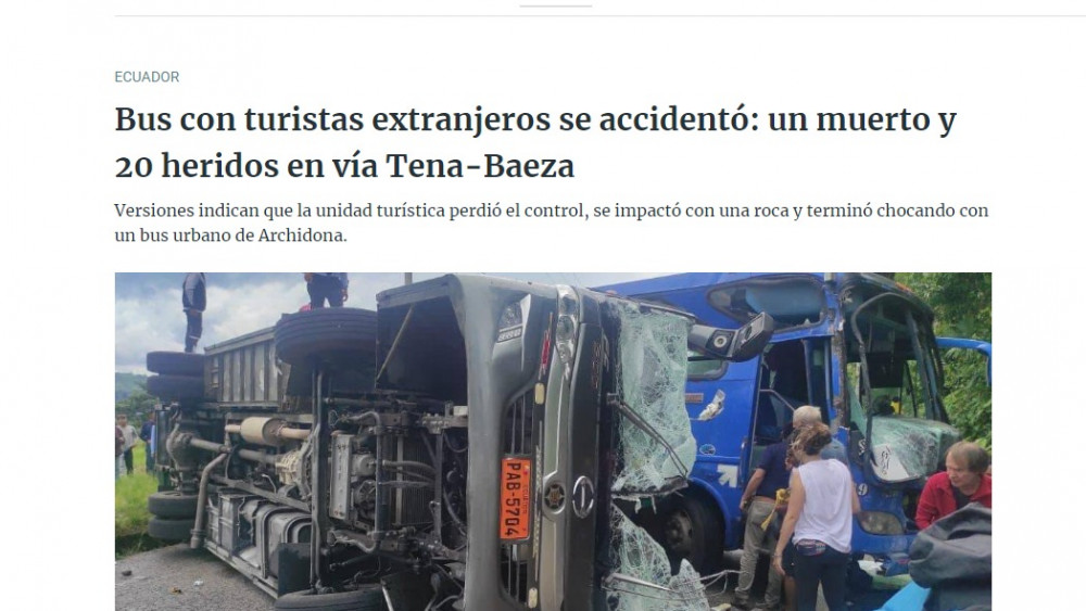 ©Printscreen van de online krant El Universo