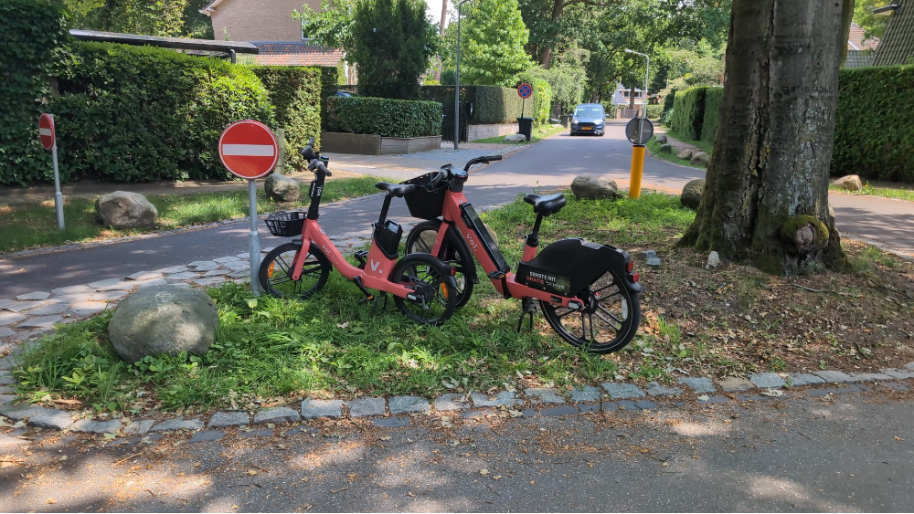 Deelfietsen in een perkje bij de Bussumergrindweg.