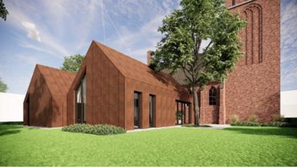 Een schets van hoe de aanbouw eruit kan komen te zien.