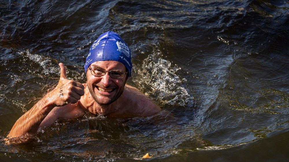 Joost Stoffels bij de Amsterdam City Swim
